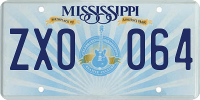 MS license plate ZXO064