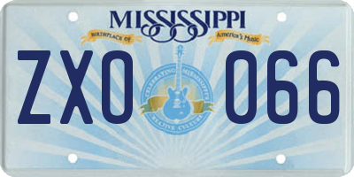 MS license plate ZXO066