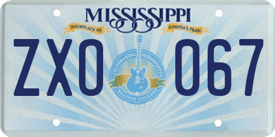 MS license plate ZXO067