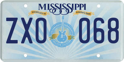 MS license plate ZXO068