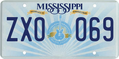 MS license plate ZXO069