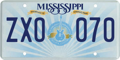 MS license plate ZXO070