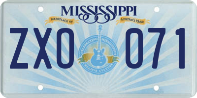 MS license plate ZXO071