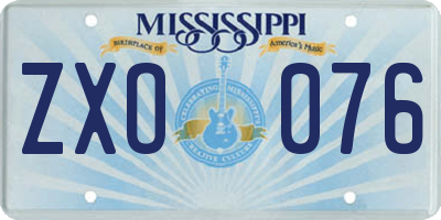 MS license plate ZXO076