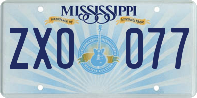 MS license plate ZXO077