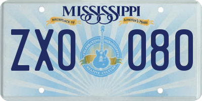 MS license plate ZXO080