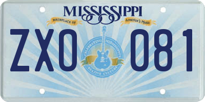 MS license plate ZXO081