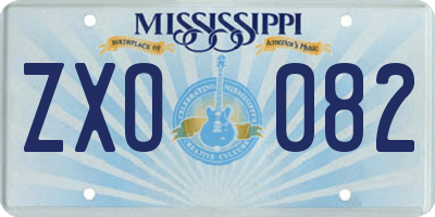 MS license plate ZXO082