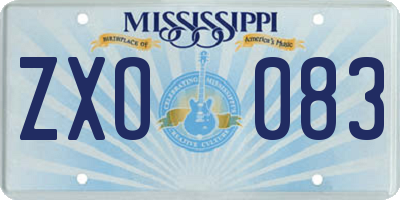MS license plate ZXO083