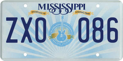 MS license plate ZXO086