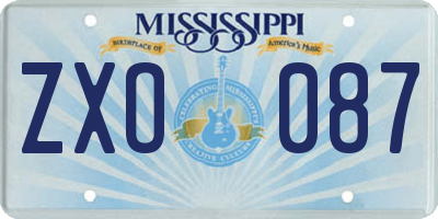 MS license plate ZXO087