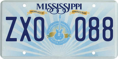 MS license plate ZXO088