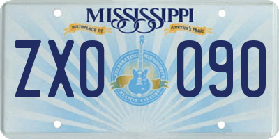 MS license plate ZXO090