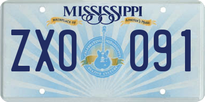 MS license plate ZXO091