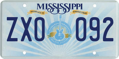 MS license plate ZXO092