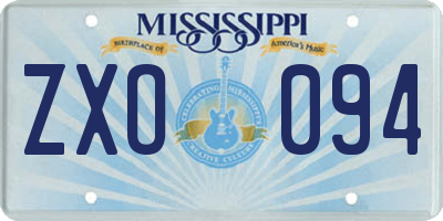 MS license plate ZXO094