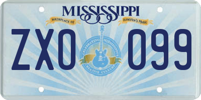 MS license plate ZXO099