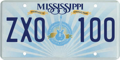 MS license plate ZXO100