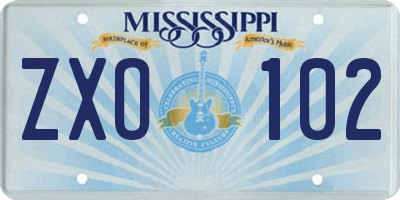 MS license plate ZXO102