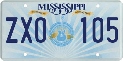 MS license plate ZXO105