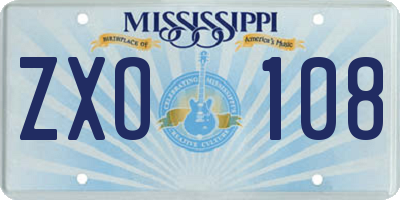 MS license plate ZXO108