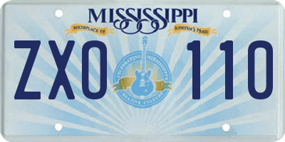 MS license plate ZXO110