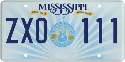 MS license plate ZXO111