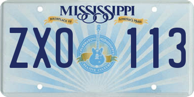 MS license plate ZXO113