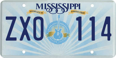 MS license plate ZXO114