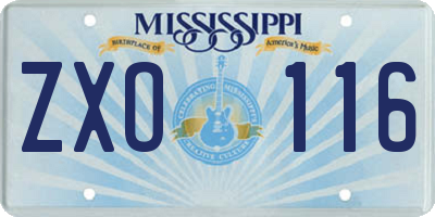 MS license plate ZXO116