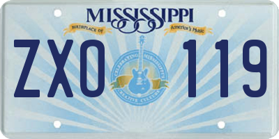 MS license plate ZXO119