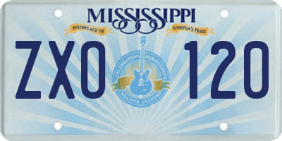 MS license plate ZXO120