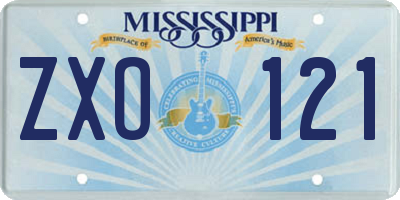 MS license plate ZXO121