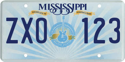 MS license plate ZXO123