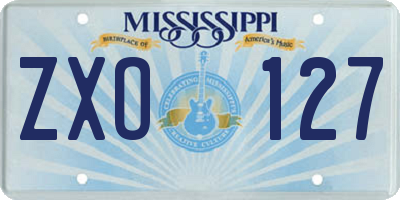 MS license plate ZXO127