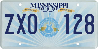 MS license plate ZXO128