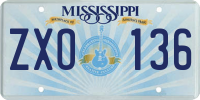MS license plate ZXO136