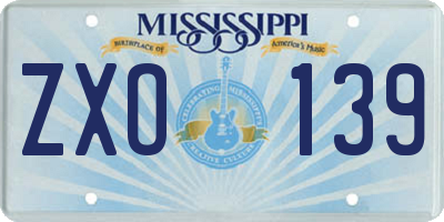 MS license plate ZXO139