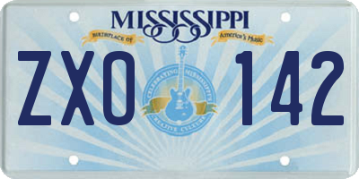 MS license plate ZXO142