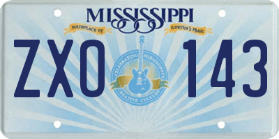 MS license plate ZXO143
