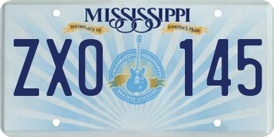 MS license plate ZXO145
