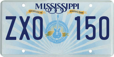 MS license plate ZXO150