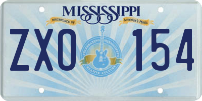 MS license plate ZXO154