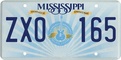 MS license plate ZXO165