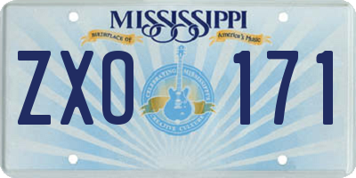 MS license plate ZXO171