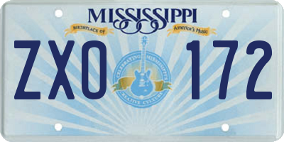 MS license plate ZXO172