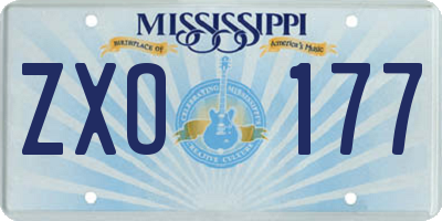 MS license plate ZXO177