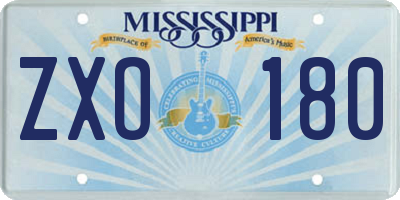 MS license plate ZXO180