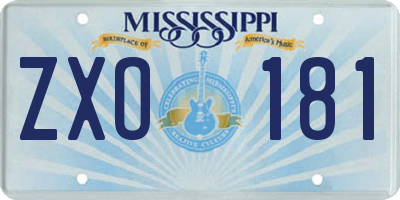 MS license plate ZXO181
