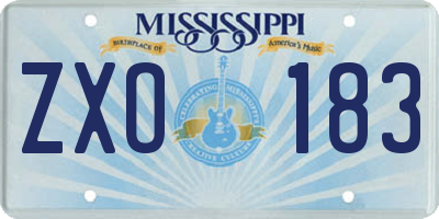 MS license plate ZXO183